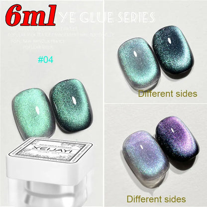 6ml Jelly Nude/Pink/Blue Cat Eye Magnetic Nail Gel Polish Glitter Silk Mirror Cat Eye's Gel Varnish Soak Off UV Gel Nail Polish