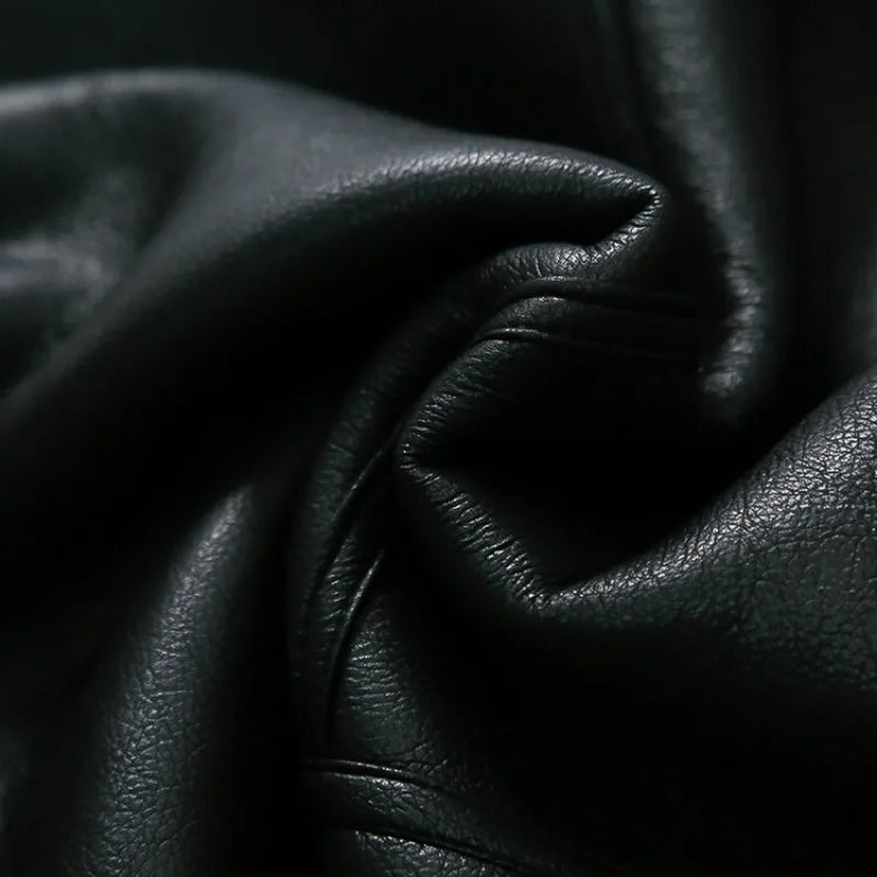 New Winter Boys and Girls' Cool Handsome Standing Neck Motorcycle Jacket with Thickened PU Leather Lamb Fleece Coat for Children