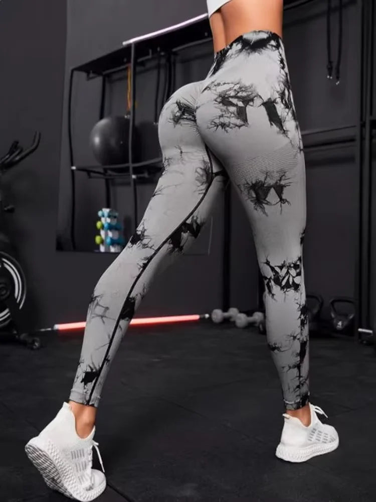 New Fashion Tie Dye Yoga Pants Gym Leggings Women Seamless High Waist Push