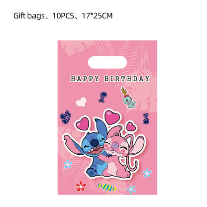 Disney Pink Lilo&Stitch Birthday Party Decorations Disposable Plate Angel Balloon Baby Shower Girls Birthday Party Supplies