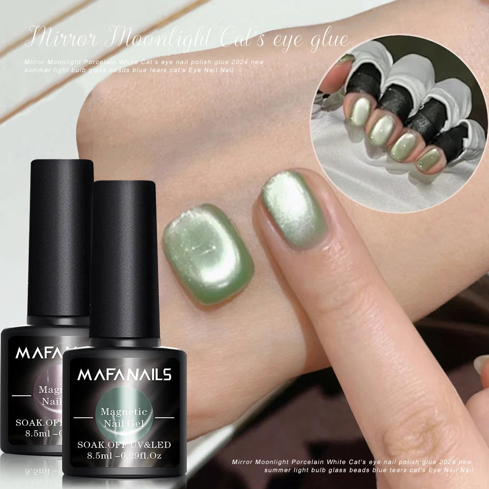 8.5ml Nude Pink Water Light Cat Eye Gel Semi Permanent Holographic Crystal Magnetic Gel Polish For Nail Art DIY Nail Varnish