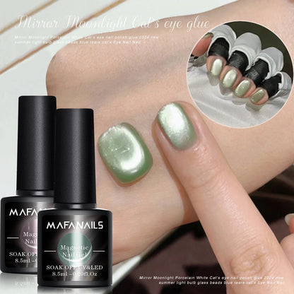 8.5ml Nude Pink Water Light Cat Eye Gel Semi Permanent Holographic Crystal Magnetic Gel Polish For Nail Art DIY Nail Varnish