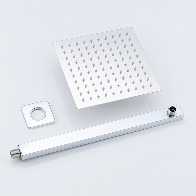 Shower Head 10/12 inch Rainfall Shower Head with Wall Mounted Shower Arm Bathroom Shower Accessories