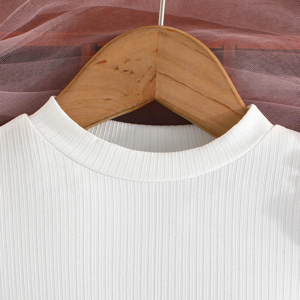 Terno For Kid Girl   Puff Sleeve Blouse and Elastic Skirt Summer Outfit Toddler Infant Clothing Set Kids Wear