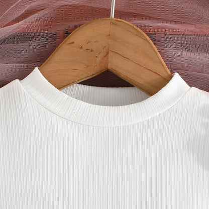 Terno For Kid Girl   Puff Sleeve Blouse and Elastic Skirt Summer Outfit Toddler Infant Clothing Set Kids Wear