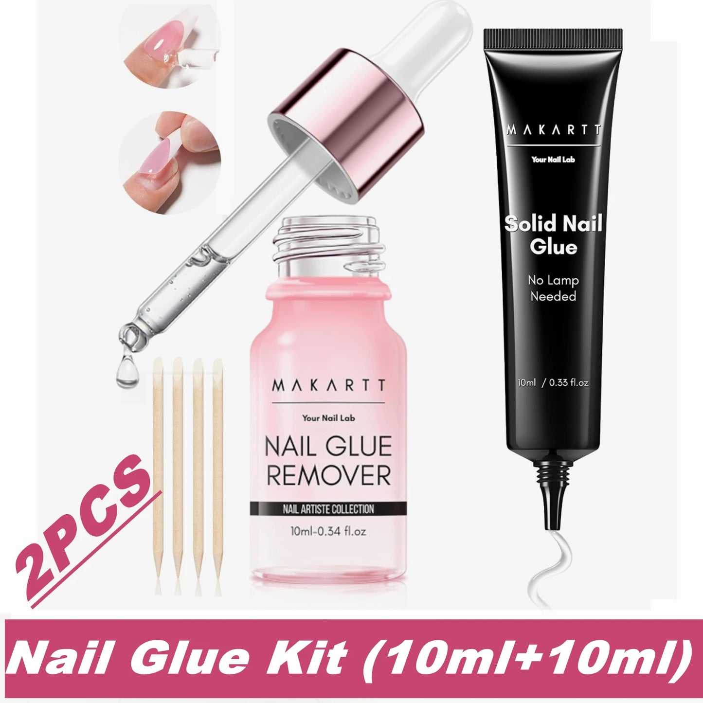 Makartt Solid Nail Glue for Press on Nails, Nail Glue Remover for UV Nail Glue