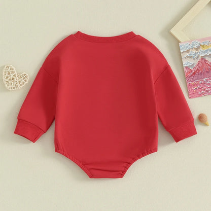 0-18M Baby Boys Sweatshirts Rompers Valentine's Day Sleeve Jumpsuit