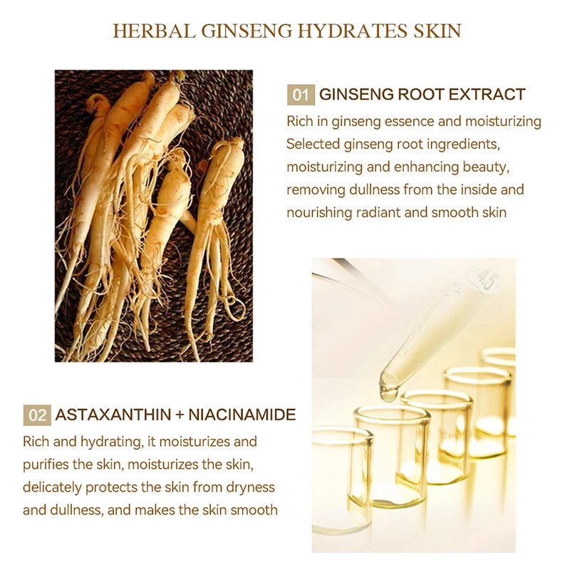 100ml Ginseng Essence Anti Aging Wrinkle Face Serum,Hyaluronic Acid Nicotinamide Facial Skin Lifting Firming Collagen Care Cream