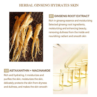 100ml Ginseng Essence Anti Aging Wrinkle Face Serum,Hyaluronic Acid Nicotinamide Facial Skin Lifting Firming Collagen Care Cream