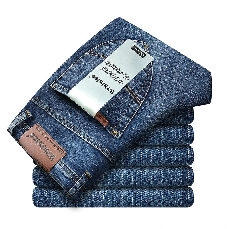 Jeans Trousers Four Season Men's High Quality Jeans Business Casual High Waist Denim Pants