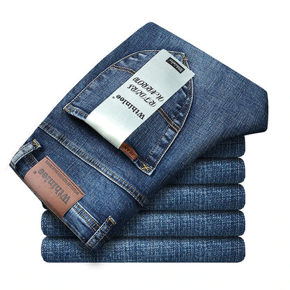 Jeans Trousers Four Season Men's High Quality Jeans Business Casual High Waist Denim Pants