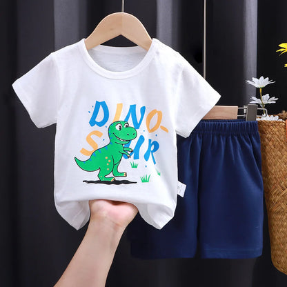 Kids Clothes Boys Girl T-shirt Shorts Summer Cotton Short Sleeve Baby Children's Sets Toddler Suit 2PCS  Shorts Beach Gift