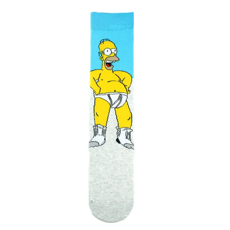 Simpsons Cartoon Anime Funny Socks Men Hip Hop Print Novelty Crazy Sokken Hip Hop Unisex Comfortable Skateboard Happy Meias