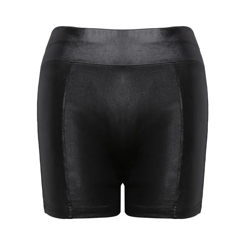 Sexy Womens Shorts Shiny Elastic High Waist Shiny Faux PU Leather Short Pants
