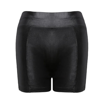 Sexy Womens Shorts Shiny Elastic High Waist Shiny Faux PU Leather Short Pants