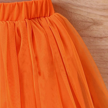 5-14 Years Teenagers Girls Clothing Sets Summer New Cotton Fashion Top + Mesh Skirt Two Piece Set