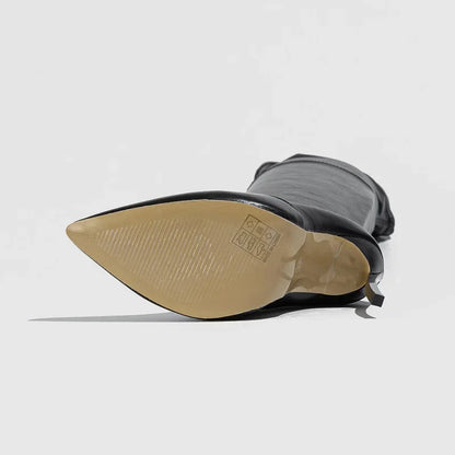 Sexy PU Leather Women Over-the-Knee Boots Fashion Pointed Toe Long Booties Thin High Heels Stripper