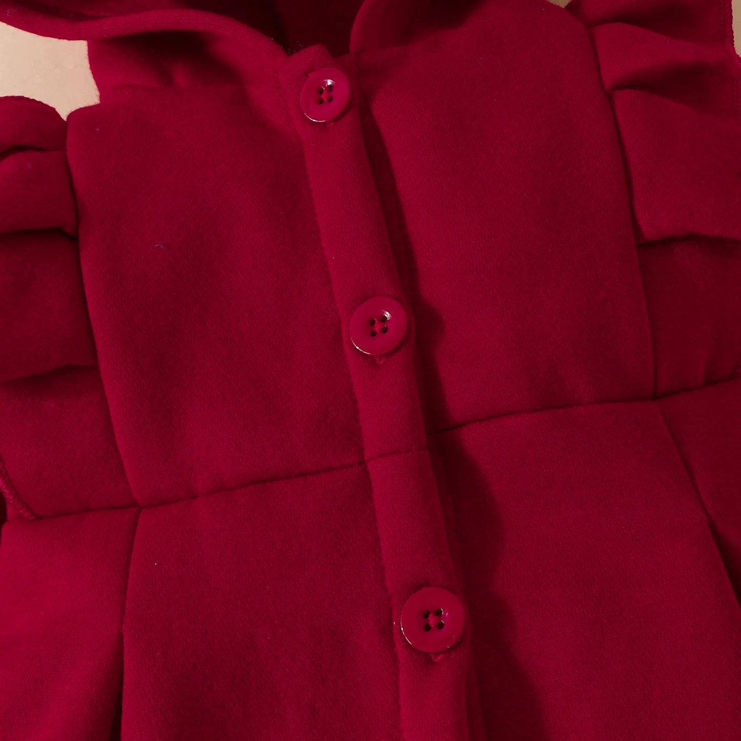 Baby Girl Ruffled Long Sleeve Fleece Hooded Single Breasted CoatKids Clothes