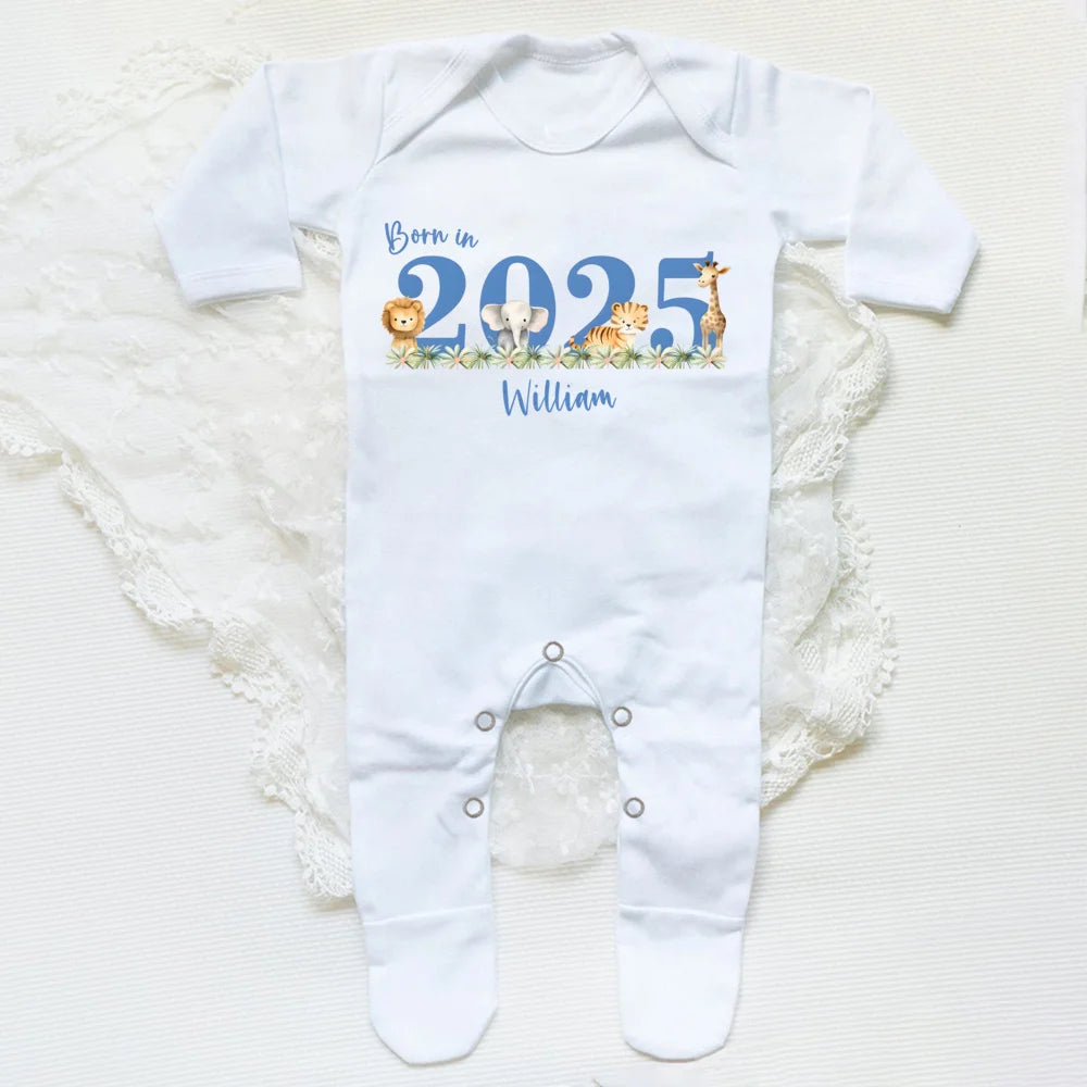 Custom Name Born in  Print Infant Sleepsuit Long Sleeve Baby Romper Casual Pregnancy Announcement Jumpsuit Babys Birth Gifts