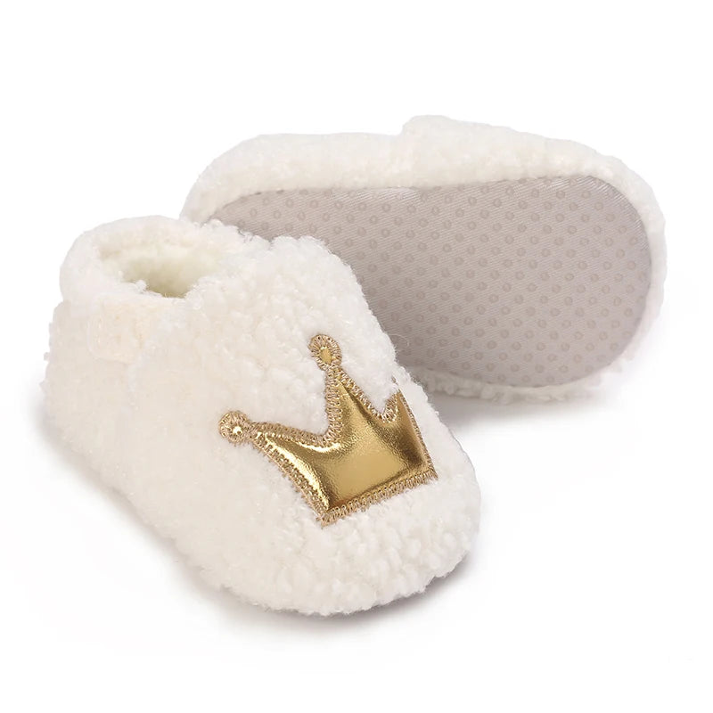 Fashionable Lamb Down Newborn Baby Girl Knitted Baby Soft Sole Shoes