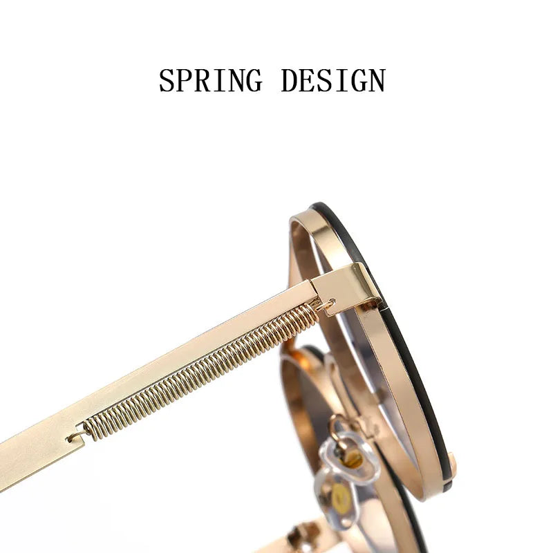 Round Steampunk Sunglasses For Men Fashionable Punk Sunglasses Women Trendy Vintage Fashion Glasses Retro Gafas De Sol Hombre