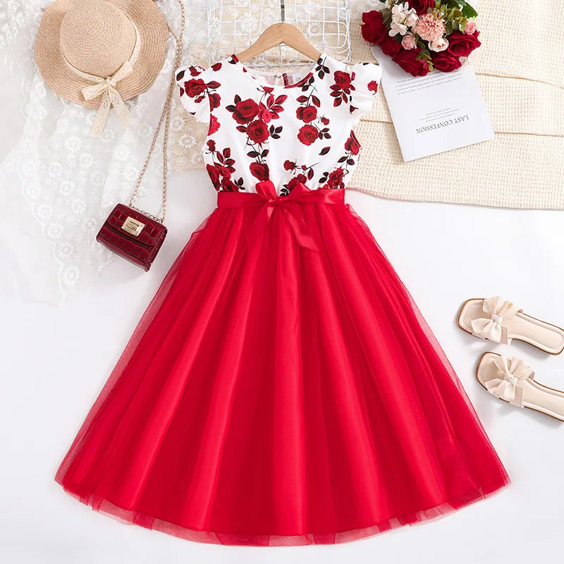 Girls Summer Clothes Casual Style Clothes Ruffles Printed Flower