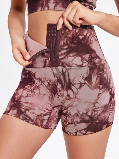 Breastplate Tie Dye High Waist Shorts