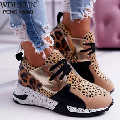 Hot Lady Shoes Women Sneakers Leopard Mesh Breath Women