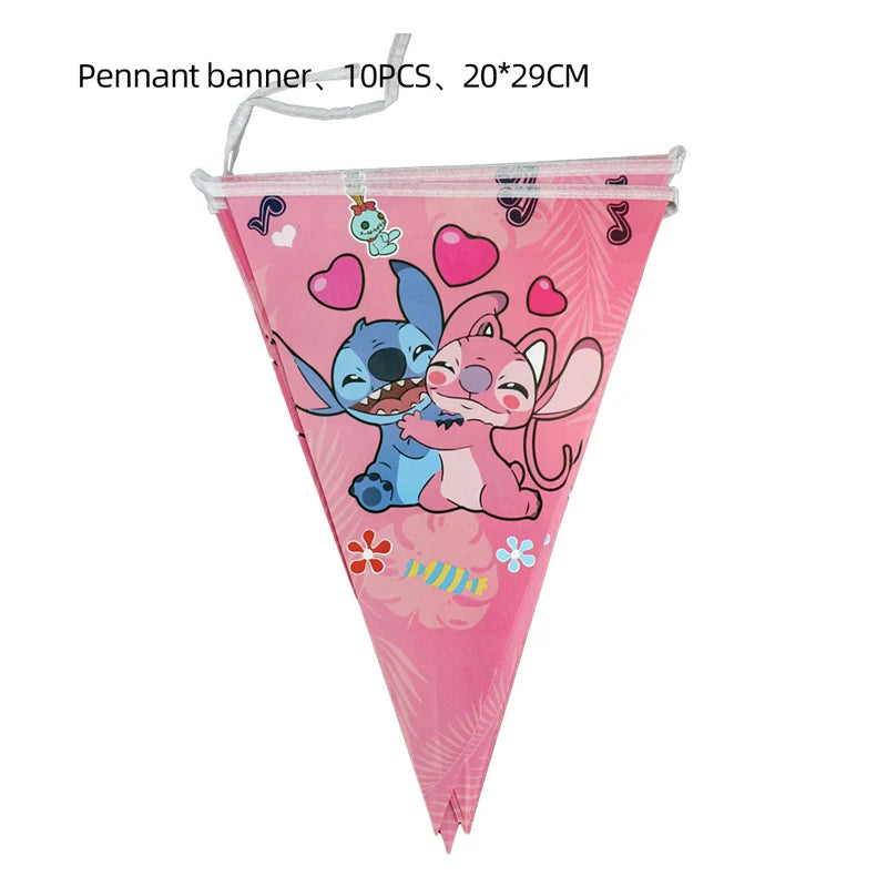 Disney Pink Lilo&Stitch Birthday Party Decorations Disposable Plate Angel Balloon Baby Shower Girls Birthday Party Supplies