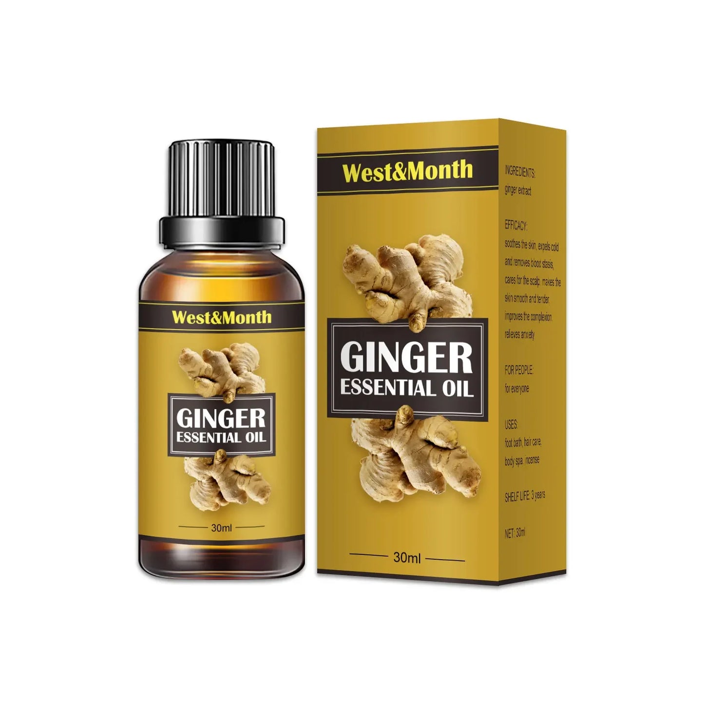 Natural Ginger Oil Lymphatic Drainage Therapy Full Body S-limming Thin Leg Remove Cellulite Sculpting Weight Loss Massage Oil
