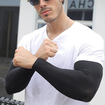 New Summer Plus Size Sun Protection Arm Sleeves For Men Quick Dry Arm Cover Ice Silk Sports Sleeve Outdoor Anti-sunburn Sleeve