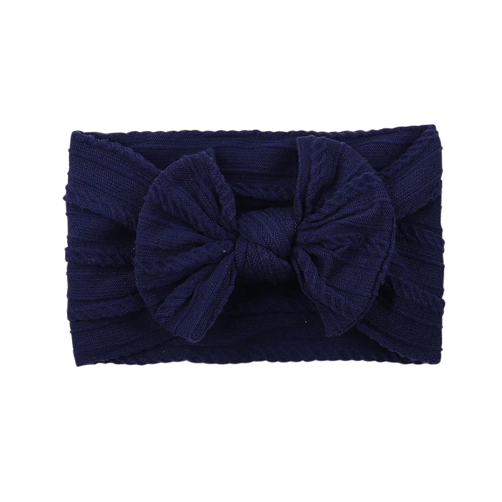 Solid Colors Cables Turban Kids Bows Headwear Headband For Baby Girls Newborn Soft Nylon Elastic Hair Bands Hair Accessories