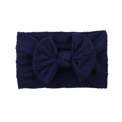 Solid Colors Cables Turban Kids Bows Headwear Headband For Baby Girls Newborn Soft Nylon Elastic Hair Bands Hair Accessories