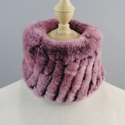 Good Elastic Rex Rabbit Fur Ring Scarves Winter Warm Women Genuine Rex Rabbit Fur Scarf Knitted Real Natural Fur Wraps Headbands
