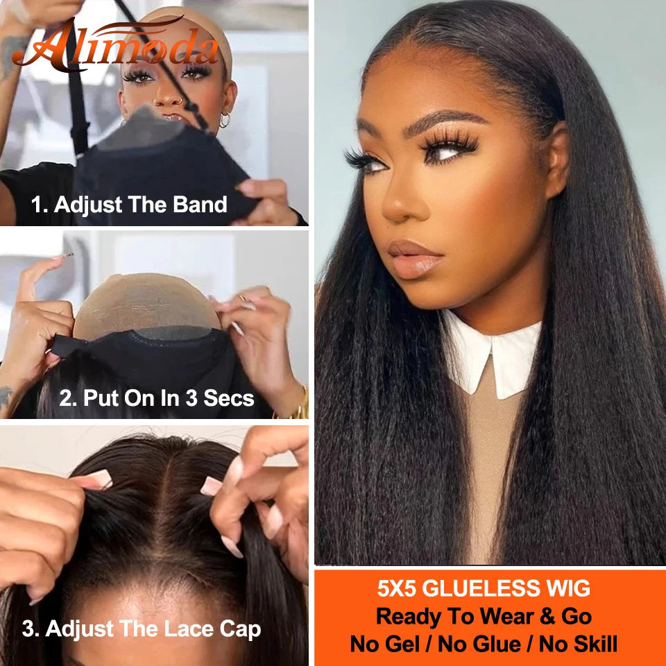 Kinky Straight 13x4 Lace Front Wigs Human Hair