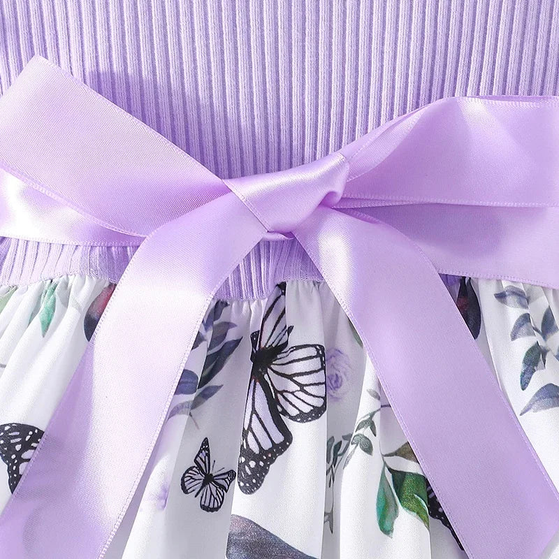 Set For Kids  Girl 3-7 Years old Ruffled Sleeve Butterfly Floral Tulle Cute Princess Formal Dresses