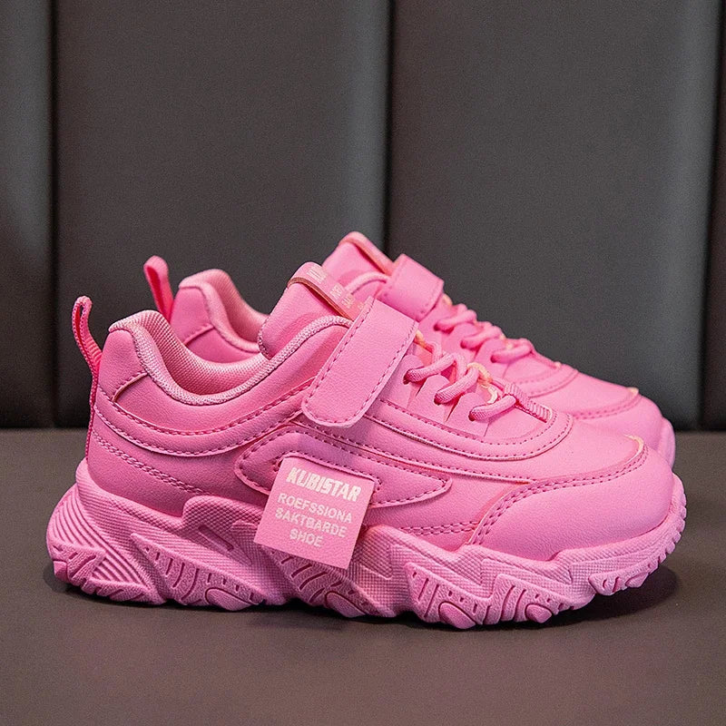 New Versatile Soft Breatheable Hook & Loop White Boys and Girls Children Sneakers