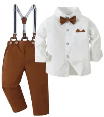 Boy Formal Clothing Outfit Party Bow Tie Children Toddler Birthday Dress Suits 1-6Y Gentleman Shirt+ Pant Boy Suit Clothes