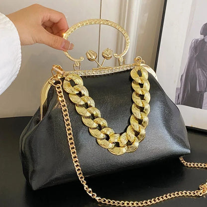2025 Luxury Women Gold Green Chain Messenger Bags PU Leather