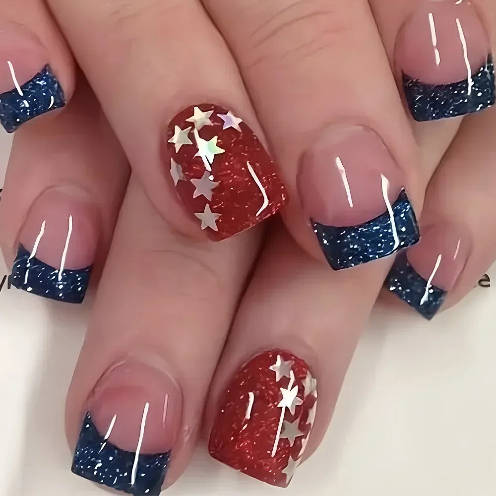 24Pcs French Tip  Press on Nails Short Coffin False Nails Simple Wearable Fake Nails Frosted Full Cover Press on Nail Tips Art