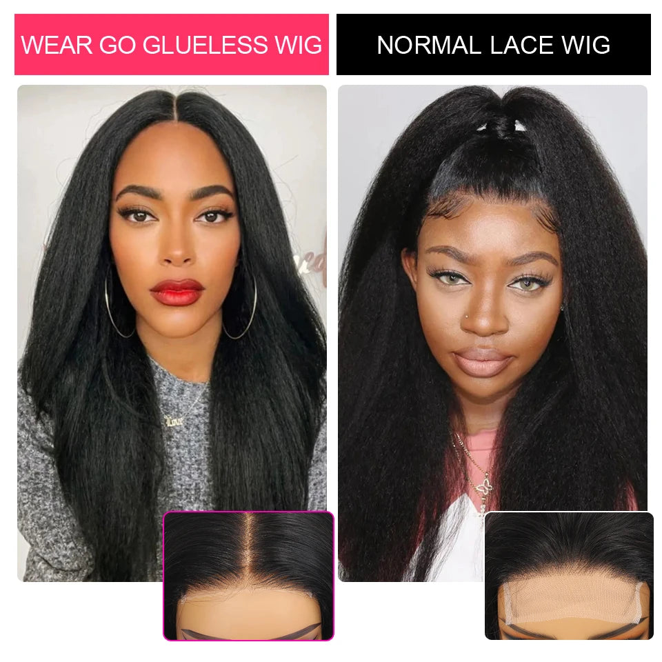 Glueless Wigs Kinky Straight 13x4 Lace Front Human Hair