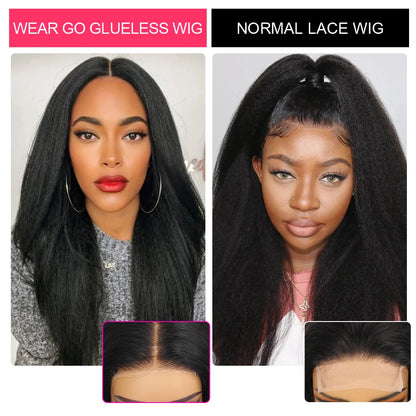 Glueless Wigs Kinky Straight 13x4 Lace Front Human Hair
