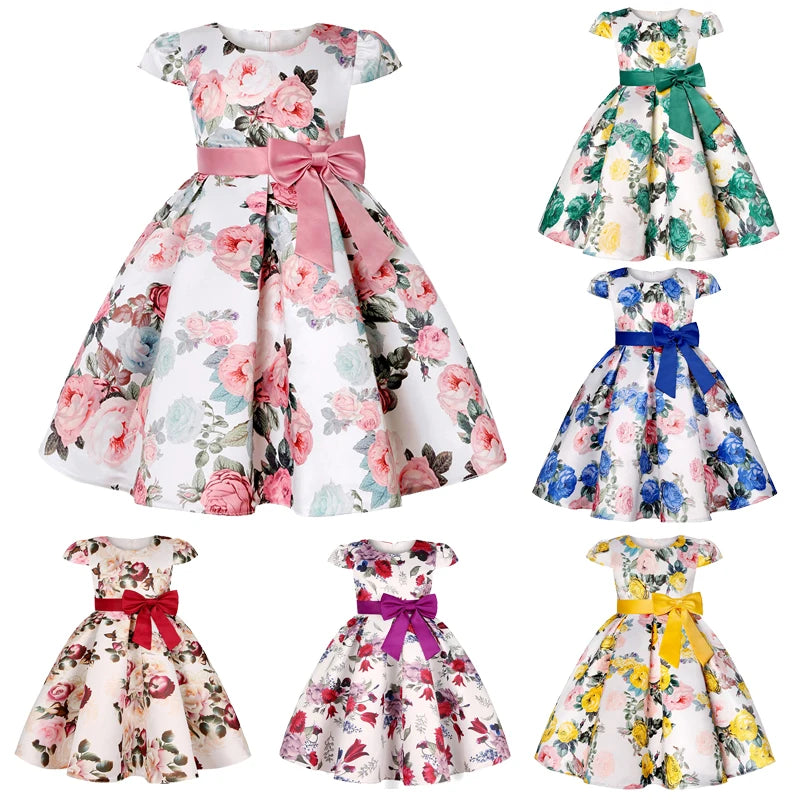 Seven Colours Flowers Girls Dress Summer