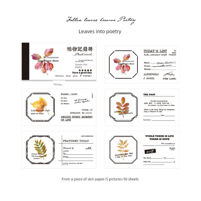 Plant Tearable Decoration Retro Artsy Record Book