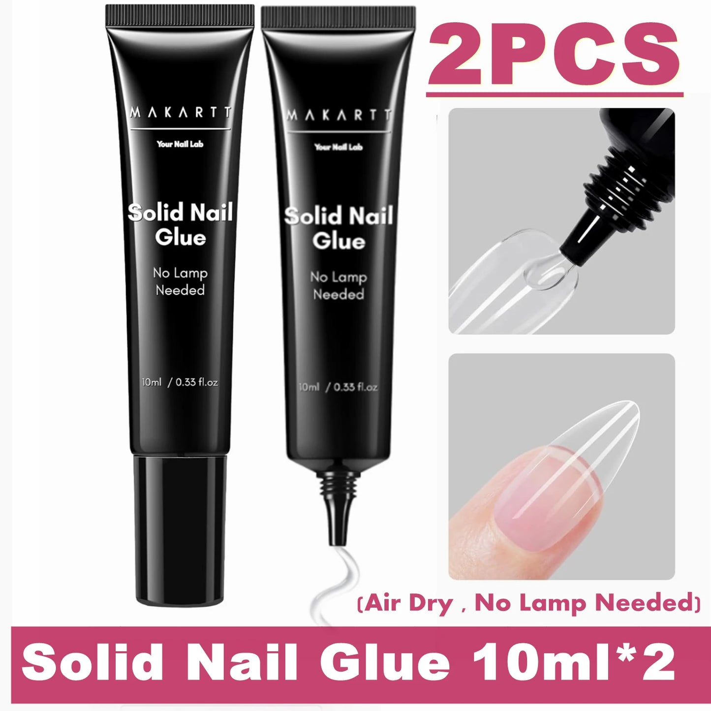 Makartt Solid Nail Glue for Press on Nails, Nail Glue Remover for UV Nail Glue