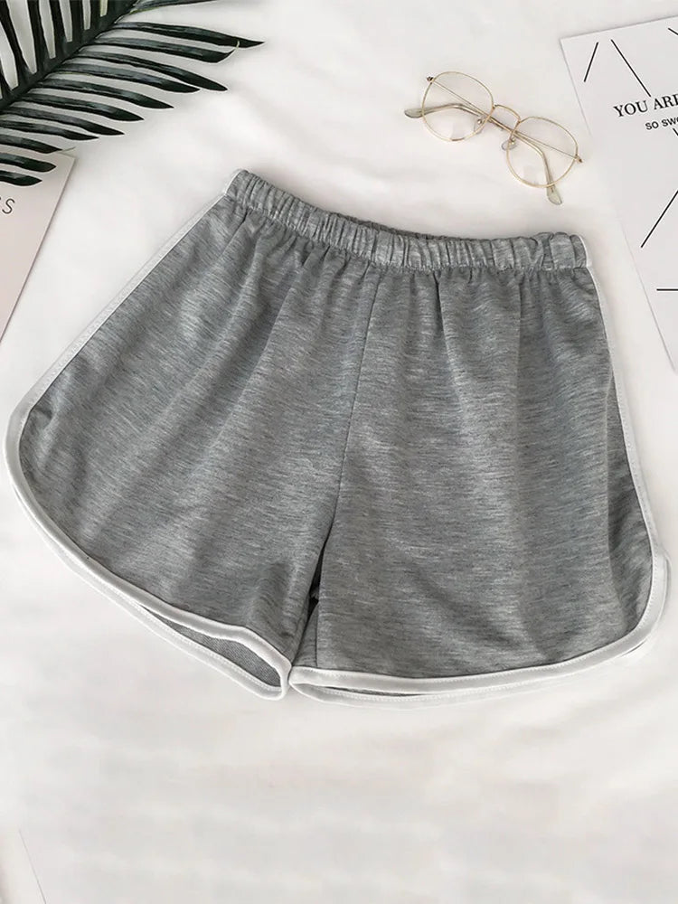 2025 Simple Women Casual Shorts Patchwork Body Fitness Short