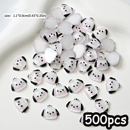 500pcs Cute Sanrio Nail Art Charms 3D Pink Bow Hello Kitty Cinnamoroll Nail Decoration