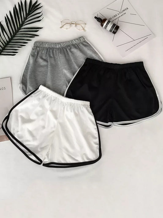 2025 Simple Women Casual Shorts Patchwork Body Fitness Short
