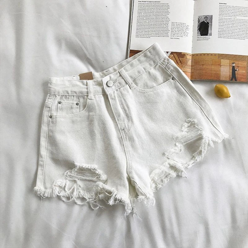 Denim Holes Shorts For Women  Fashion High WaistWide Leg Short Jeans