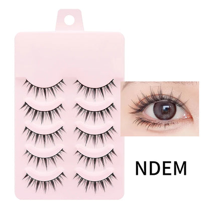 DINGSEN Fake Eyelash Anime Lashes 5 Pairs Little Devil Eyelashes Natural Daily Makeup Manga Eyelashes Clear Band Eyelashes